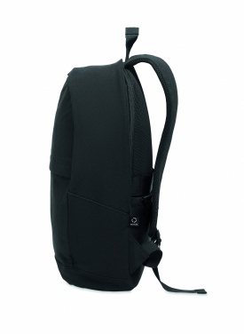 Logotrade promotional product picture of: A 15-inch laptop backpack made of recycled pre-consumer cotton and recycled polyester with customizable printing.